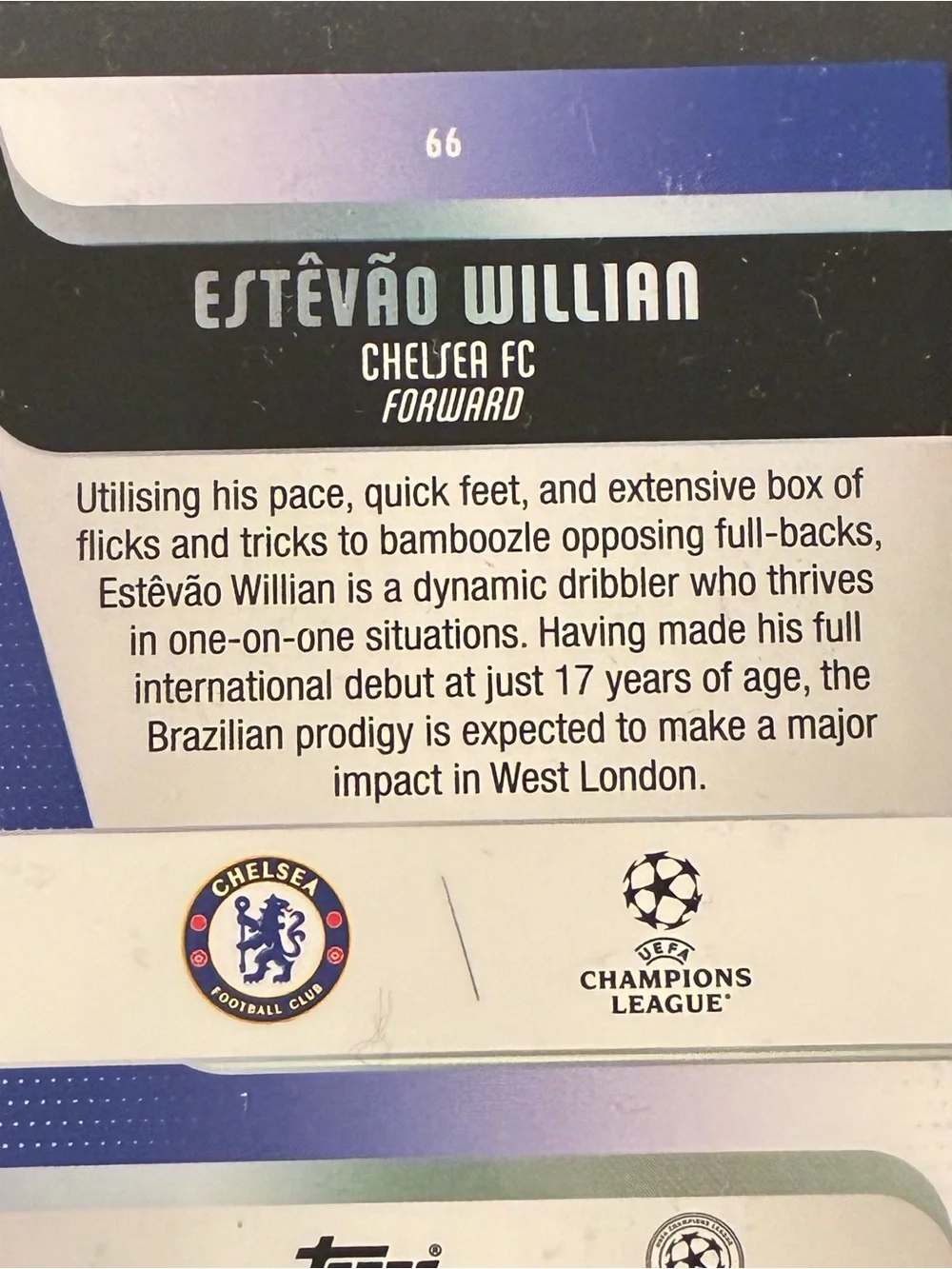 2025 Topps Estêvão Willian Chelsea Rookie Purple # 062/250 UEFA Champions League